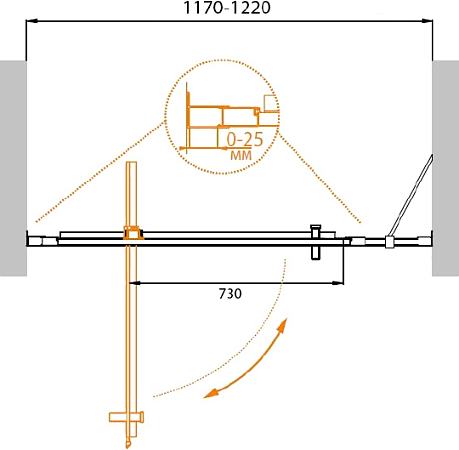 Душевая дверь в нишу Cezares MOLVENO-BA-11-100+20-P-Cr стекло punto