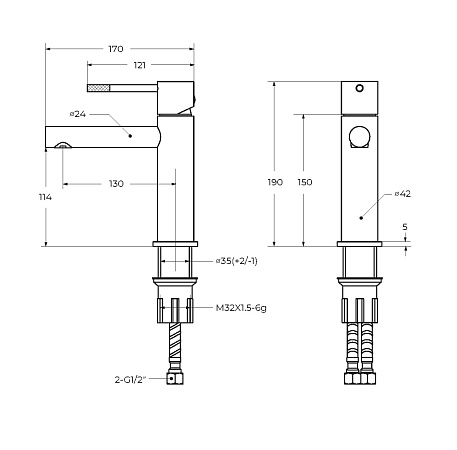 Смеситель для раковины Cezares Relax RELAX-LS2-NOP с донный клапаном, черный матовый