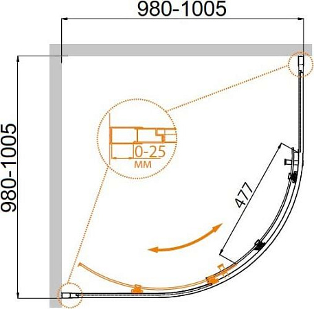 Душевой уголок Cezares MOLVENO-R-1-100-P-Cr стекло punto