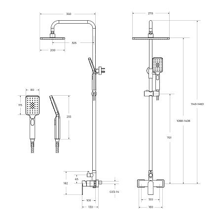 Душевая система Cezares Slider SLIDER-CD-NOP черный матовый