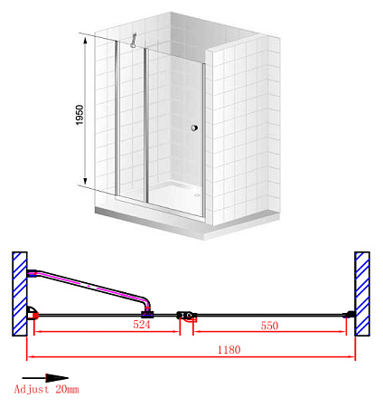 Душевая дверь в нишу Cezares Elena B12 120 P Cr L