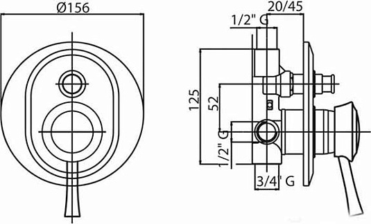 Смеситель для душа Cezares GIUBILEO-VDIM-02, бронза