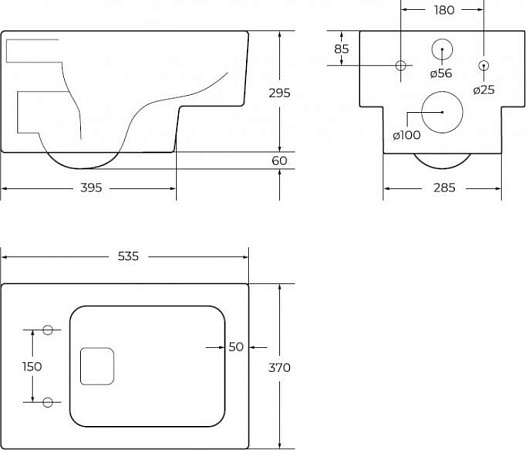 Подвесной унитаз Cezares Cadro CZR-4823-CHR безободковый, белый