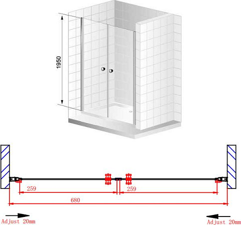Душевая дверь в нишу Cezares Elena B2 70 P Cr