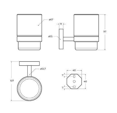 Стакан для зубных щеток Cezares Relax RELAX-TUMS-GM оружейная сталь
