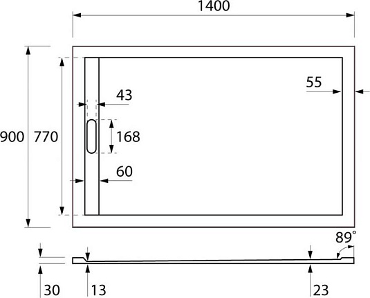 Поддон для душа Cezares TRAY-AS-AH-140/90-30-W