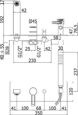 Смеситель для ванны и душа Cezares FUOCO-VDM2-01, хром