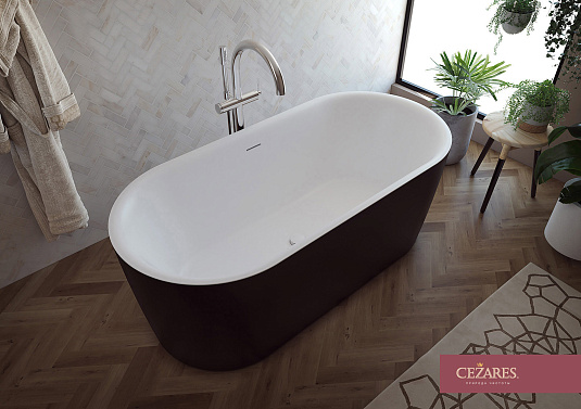 Акриловая ванна Cezares Metauro 180х80 METAURO-INT-Central-180-80-60-B-W-MATT черный матовый