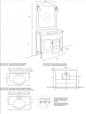 Зеркало 98 см Cezares Andama AN.SP.103 noce