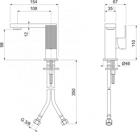 Смеситель для раковины Cezares PRIZMA-LSM2-03/24-W0, золото