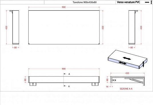Консоль для комплекта Cezares Tavolone 41785 bianco opaco
