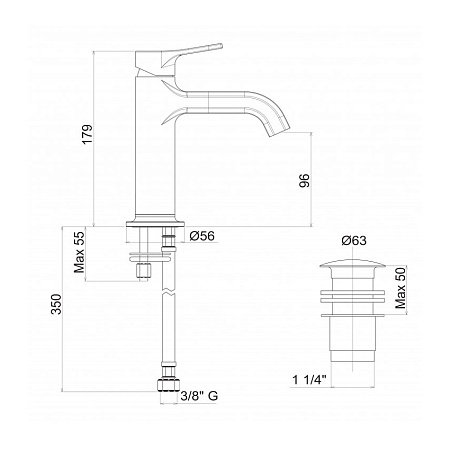 Смеситель для раковины Cezares FUSION-LSM1-NOP, черный