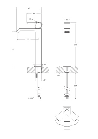 Смеситель для раковины Cezares Porta PORTA-LC-SR sunrise
