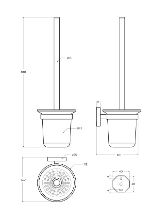 Ершик для унитаза Cezares Relax RELAX-TBS-V-IN сатин