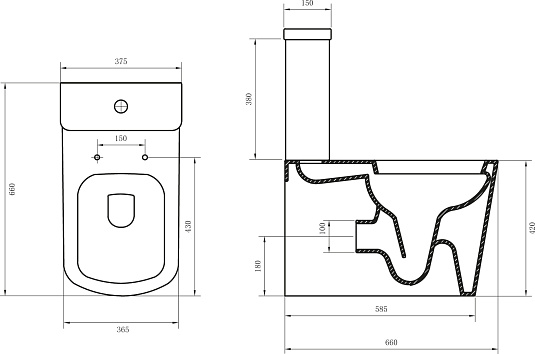 Унитаз-компакт BelBagno Albano BB120CP с бачком BB120T