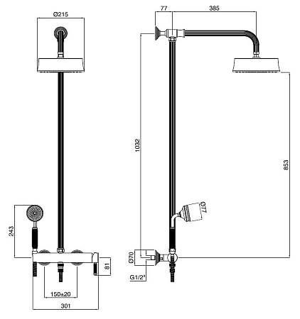Душевая система Cezares Olimp OLIMP-CD-01-L хром