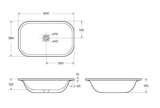 Встраиваемая раковина Cezares 60х38 CZR-ARE-60-LVB белый