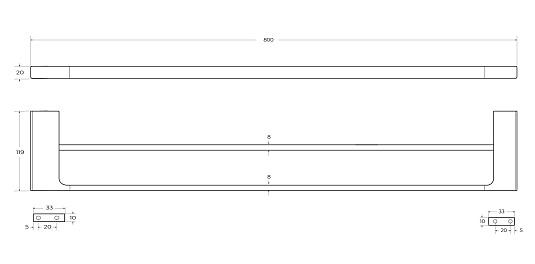 Полотенцедержатель двойной Cezares Slider SLIDER-THD-80-NOP черный матовый