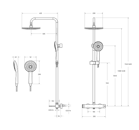Душевая система Cezares Relax RELAX-CD-NOP черный матовый