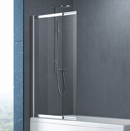 Шторка на ванну Cezares SLIDER-VF-11-90/150-C-Cr стекло прозрачное