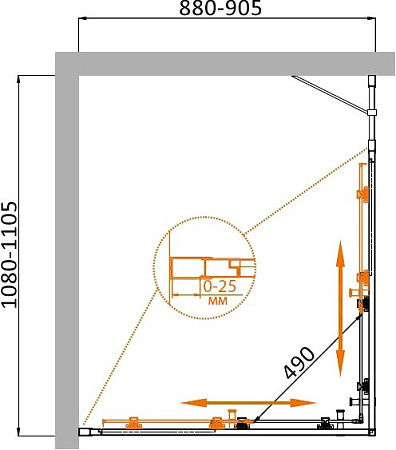 Душевой уголок Cezares Molveno 110х90 MOLVENO-AH-21-90+20-P-BORO профиль брашированное золото, стекло рифленое