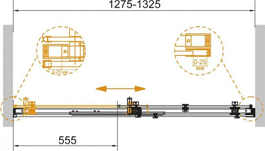 Душевая дверь в нишу Cezares STYLUS-SOFT-BF-1-130-C-Cr