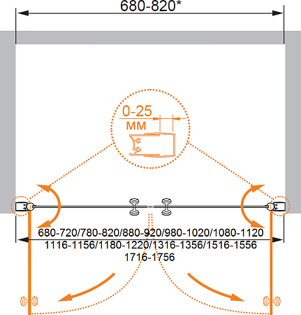 Душевая дверь в нишу Cezares ELENA-W-B-2-115-P-Cr стекло punto