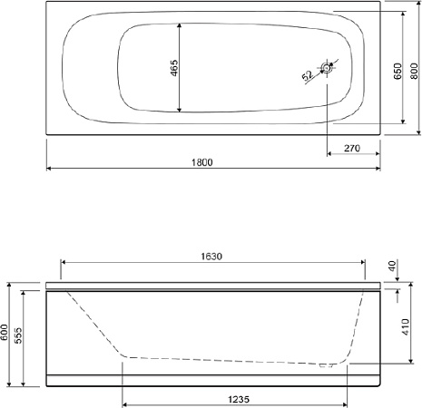 Акриловая ванна Cezares 180х80 ECO-180-80-41-W37