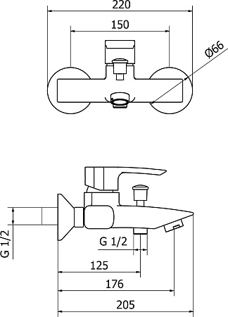 Смеситель Cezares Lillia LILLIA-VM-01-Cr для ванны с душем
