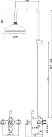 Термостат для душа Cezares ELITE-D-T-02-Bi, бронза