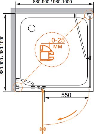 Душевой уголок Cezares VERONA-W-A-1-90-P-Cr-L стекло punto