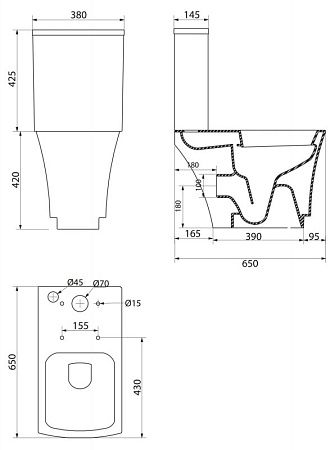 Унитаз-компакт BelBagno Regina BB104CP с бачком BB104T