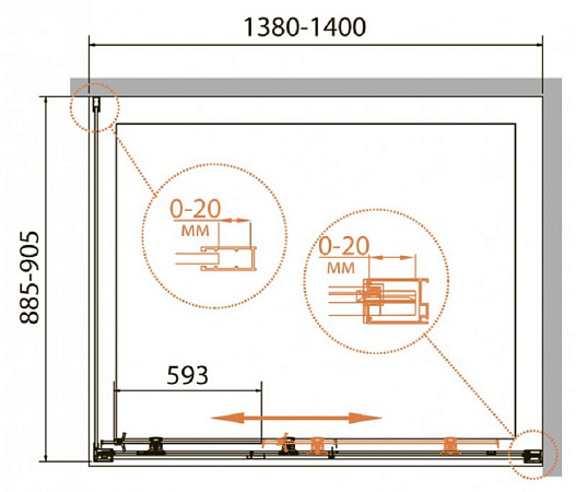 Душевой уголок Cezares RELAX-AHF-1-140/90-P-Bi стекло punto