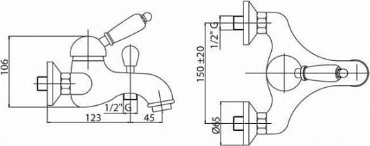 Смеситель для ванны и душа Cezares ELITE-VM-02-Bi, бронза