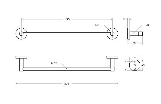 Полотенцедержатель Cezares Relax RELAX-TH-50-NOP черный матовый