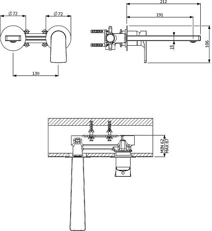 Смеситель для раковины Cezares LAGOS-BLI2-GT, графит