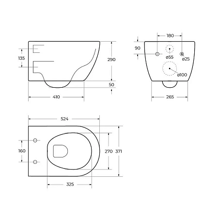 Подвесной унитаз Cezares Comfort безободковый, с функцией биде, без сиденья, белый, CZR-191-TH/BS