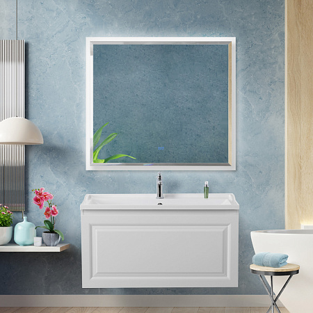 Зеркало Cezares 100х90 CZR-SPC-INT-1000-900-LED-TCH-WARM-BL с подсветкой, Bianco Lucido