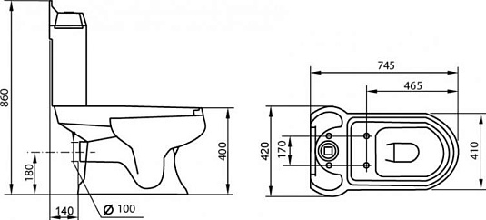 Чаша для унитаза-компакта Cezares King Palace CZR-163-T