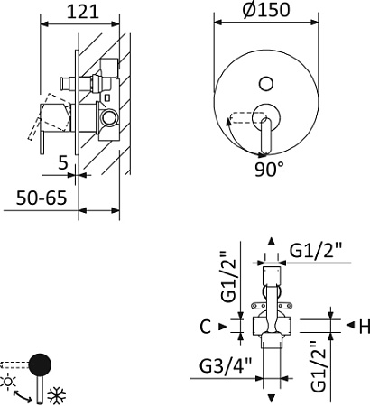 Смеситель для душа Cezares Leaf LEAF-VDIM-BIO белый матовый