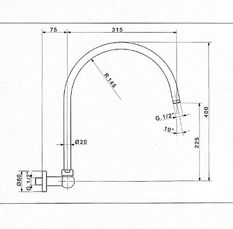 Кронштейн для верхнего душа Cezares CZR-TDA3-03/24, золото