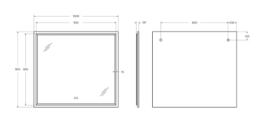 Зеркало Cezares 100х90 CZR-SPC-INT-1000-900-LED-TCH-WARM-BL с подсветкой, Bianco Lucido
