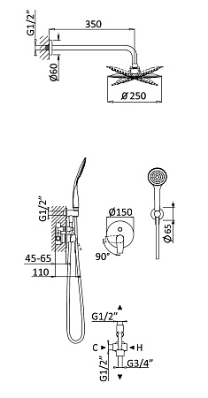 Душевая система Cezares Nautic NAUTIC-DSIP-BIO белый матовый