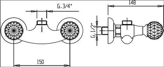 Смеситель для душа Cezares ATLANTIS-DS-02-Sw, бронза