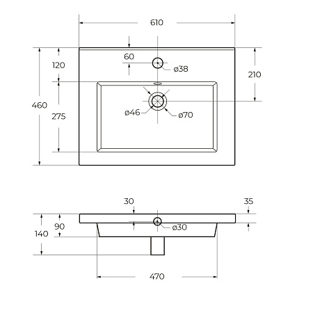 Накладная раковина Cezares 61 CZR-8070-60 белый глянец