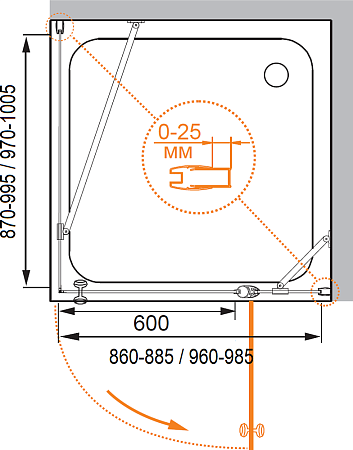 Душевой уголок Cezares TRIUMPH-D-A-12-100-C-Cr-L стекло прозрачное