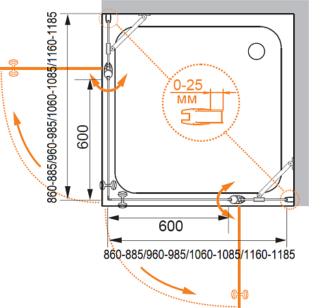 Душевой уголок Cezares TRIUMPH-D-A-22-90-C-Cr стекло прозрачное