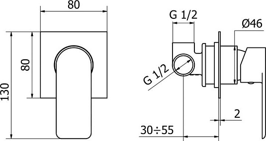 Смеситель Cezares Furore DIM 01 CR С ВНУТРЕННЕЙ ЧАСТЬЮ для душа