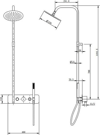 Душевая стойка Cezares MOON-CD-TA200-01, хром