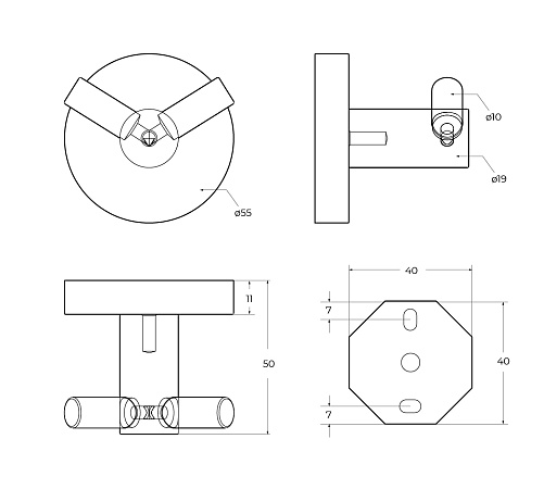 Крючок для ванной Cezares Relax RELAX-HKD-NOP черный матовый